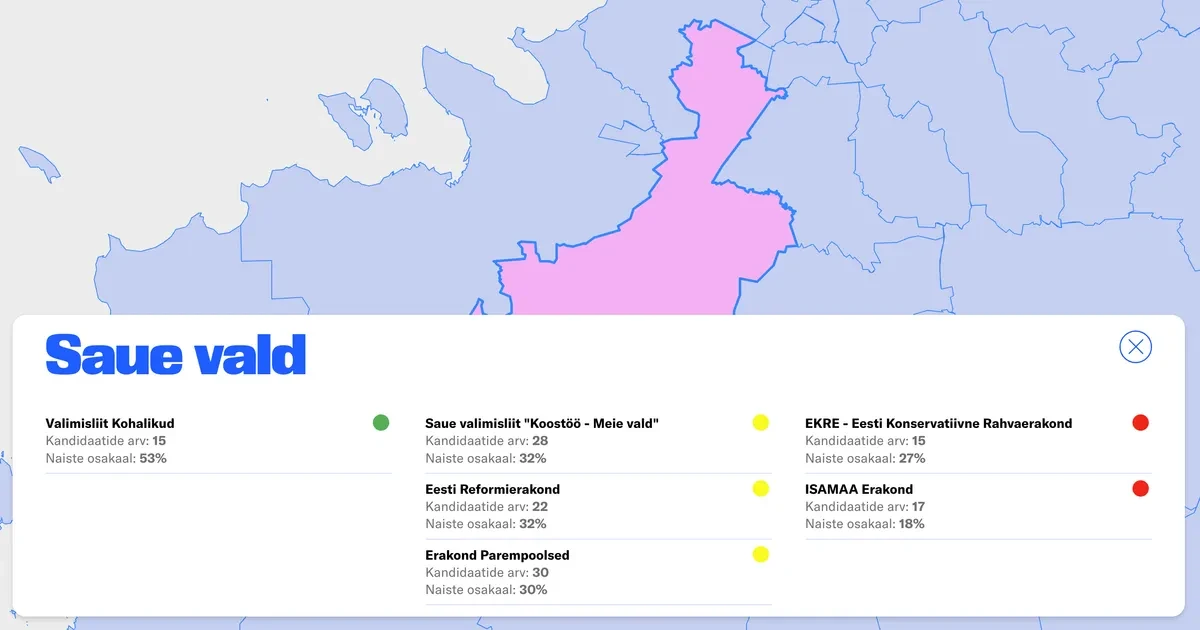 VL Kohalikud 15-st kandidaadist 8 ehk 53% on naised